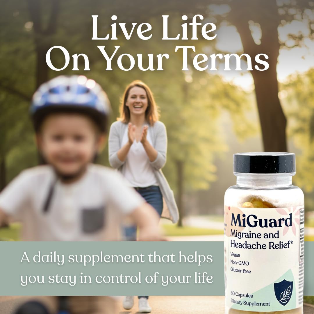 Headache and Migraine Relief Supplements - Drug Free Migraine Prevention Supplement - Natural Supplements for Migraine Headaches - Helps Reduce Frequency & Severity (60 Capsules) - Maple Wellness Supplements