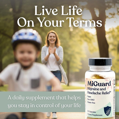 Headache and Migraine Relief Supplements - Drug Free Migraine Prevention Supplement - Natural Supplements for Migraine Headaches - Helps Reduce Frequency & Severity (60 Capsules) - Maple Wellness Supplements