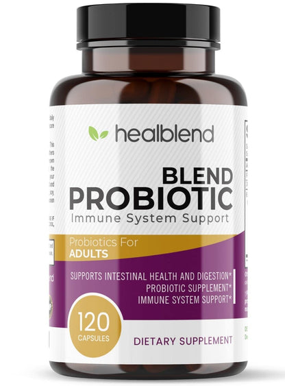 healblend Probiotic Caps Dietary Supplement Capsules, Probiotic for Women and for Men Digestive Health, Immune System Support, Non-GMO, Gluten-Free, 120 Veg Caps - Maple Wellness Supplements
