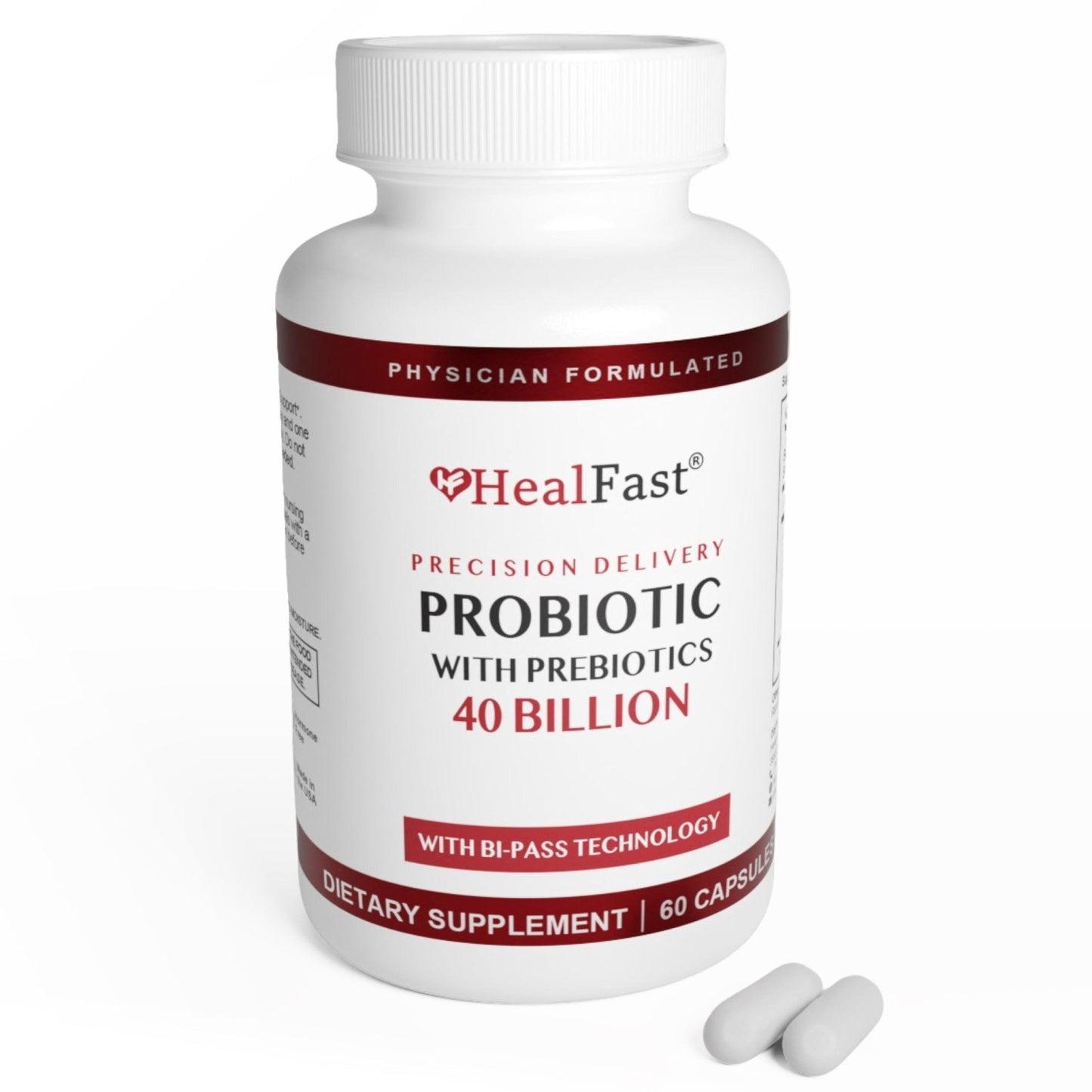 HealFast Physician Formulated Probiotic Supplement - 40 Billion CFU - Live Prebiotics and Probiotics for Men and Women - Probiotics for Gut Health - Non-GMO and Vegan - 30 Day Supply - Maple Wellness Supplements