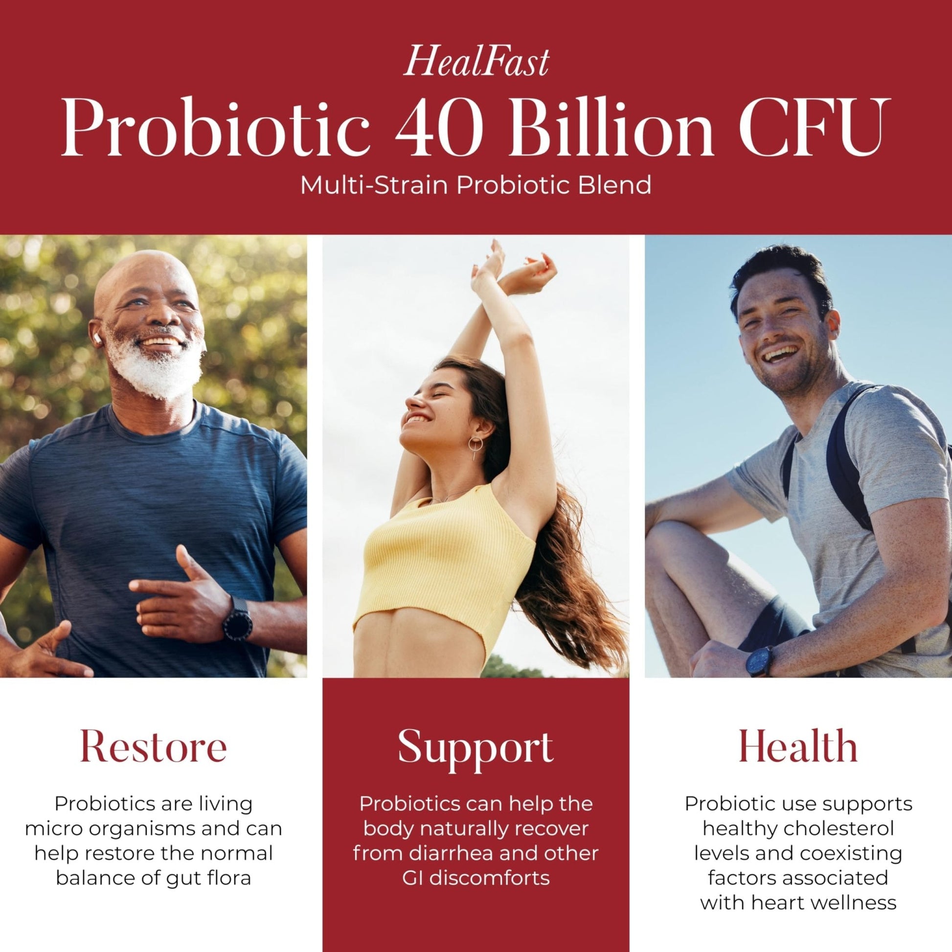 HealFast Physician Formulated Probiotic Supplement - 40 Billion CFU - Live Prebiotics and Probiotics for Men and Women - Probiotics for Gut Health - Non-GMO and Vegan - 30 Day Supply - Maple Wellness Supplements
