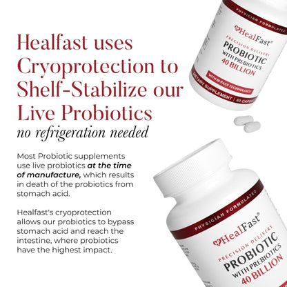 HealFast Physician Formulated Probiotic Supplement - 40 Billion CFU - Live Prebiotics and Probiotics for Men and Women - Probiotics for Gut Health - Non-GMO and Vegan - 30 Day Supply - Maple Wellness Supplements