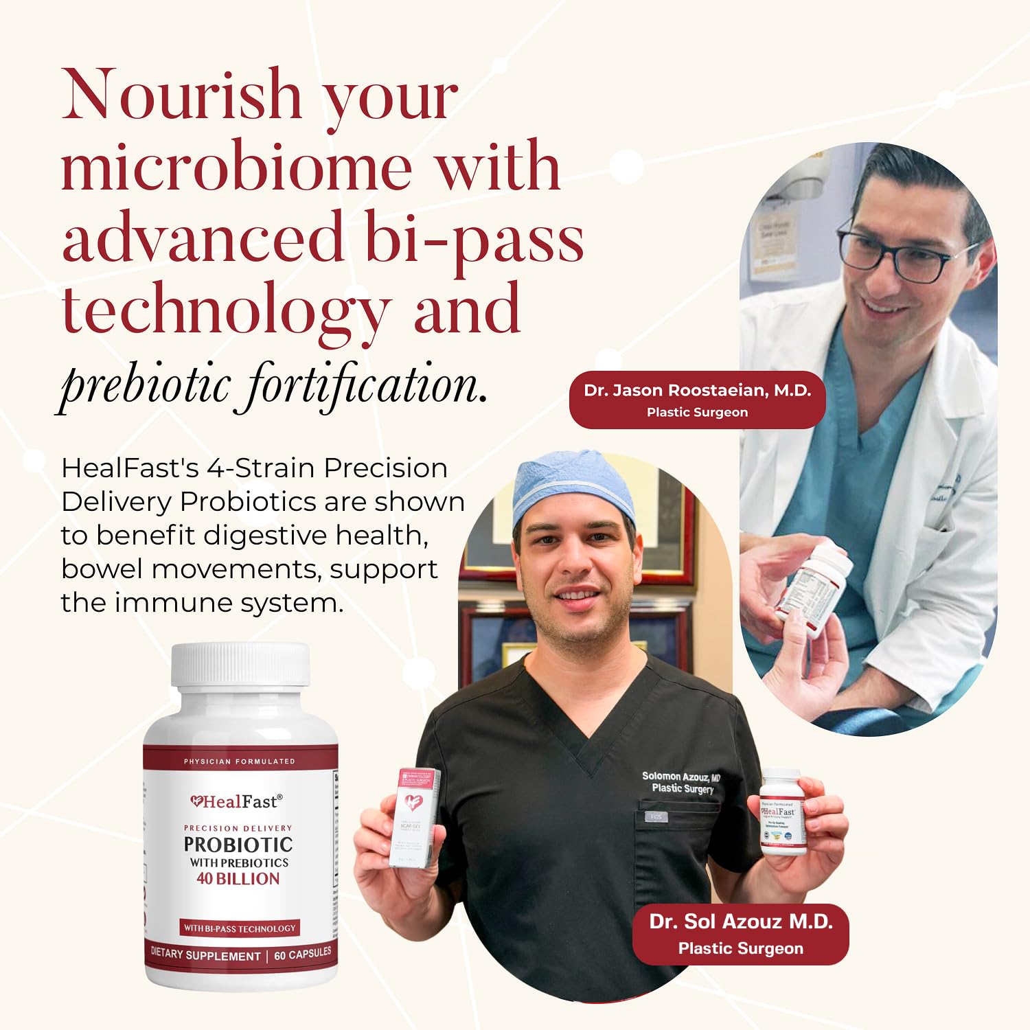 HealFast Physician Formulated Probiotic Supplement - 40 Billion CFU - Live Prebiotics and Probiotics for Men and Women - Probiotics for Gut Health - Non-GMO and Vegan - 30 Day Supply - Maple Wellness Supplements