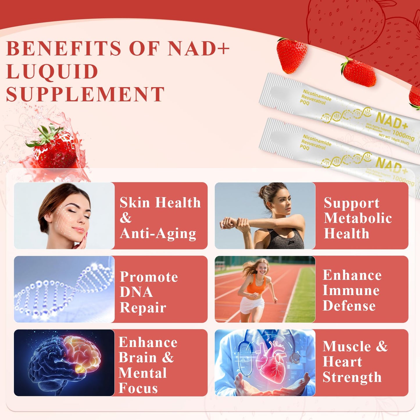 Healliance NAD+ Liquid Supplement 1000mg - Features Nicotinamide Riboside Resveratrol with PQQ for Targeted Healthy Aging and Cellular Energy Support, 30 Packets for Women and Men - Maple Wellness Supplements