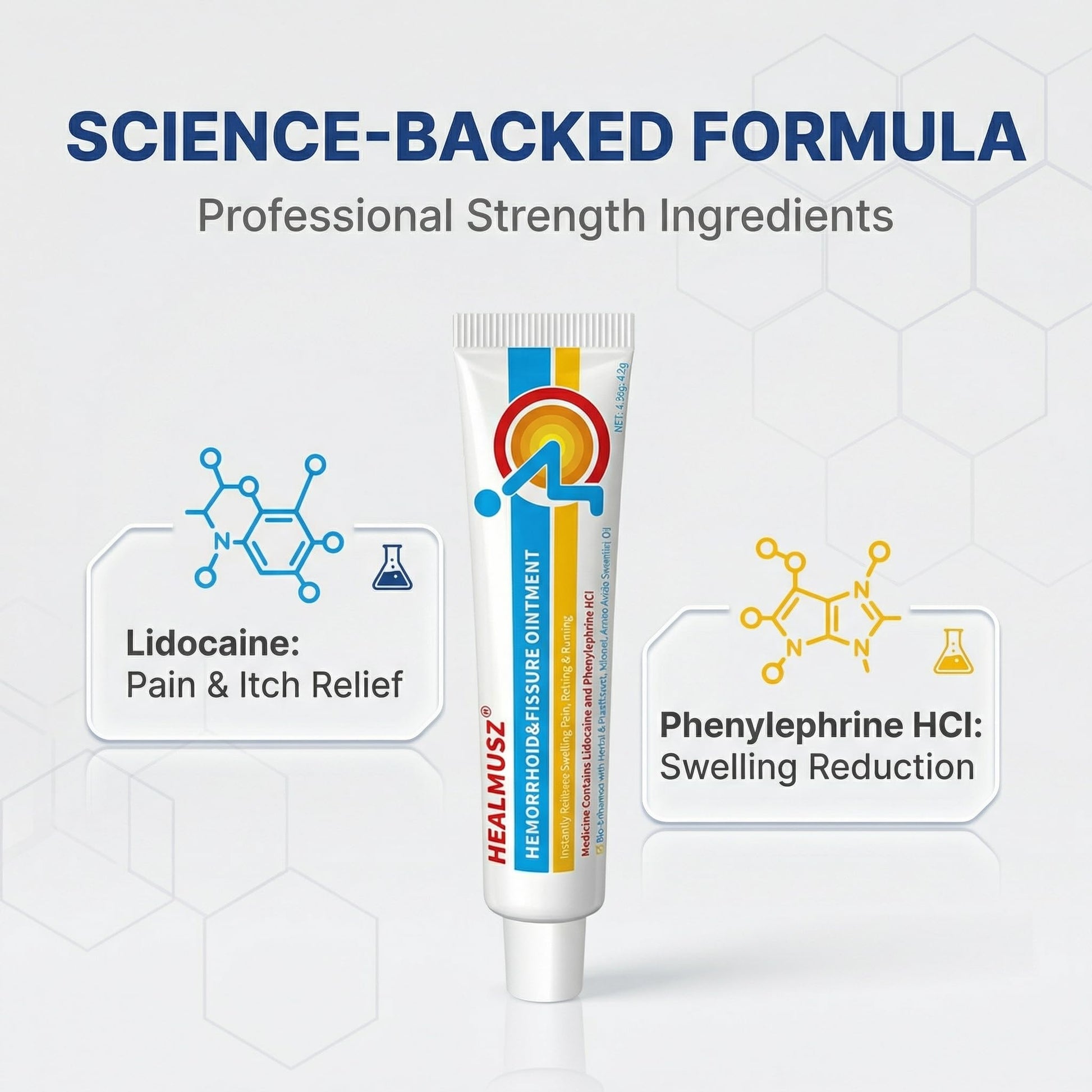 HEALMUSZ Hemorrhoid & Fissure Ointment,with 4% Lidocaine and Phenylephrine HCl,Fast Relief for Pain, Swelling, Discomfort & Itching | 1.5 oz - Maple Wellness Supplements