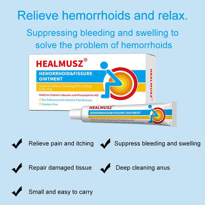 HEALMUSZ Hemorrhoid & Fissure Ointment,with 4% Lidocaine and Phenylephrine HCl,Fast Relief for Pain, Swelling, Discomfort & Itching | 1.5 oz - Maple Wellness Supplements