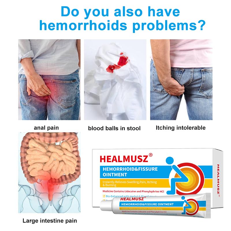 HEALMUSZ Hemorrhoid & Fissure Ointment,with 4% Lidocaine and Phenylephrine HCl,Fast Relief for Pain, Swelling, Discomfort & Itching | 1.5 oz - Maple Wellness Supplements