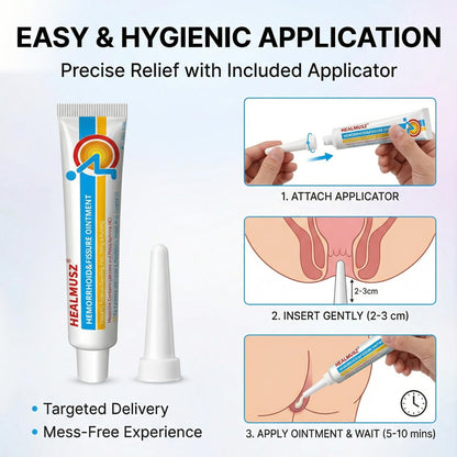 HEALMUSZ Hemorrhoid & Fissure Ointment,with 4% Lidocaine and Phenylephrine HCl,Fast Relief for Pain, Swelling, Discomfort & Itching | 1.5 oz - Maple Wellness Supplements