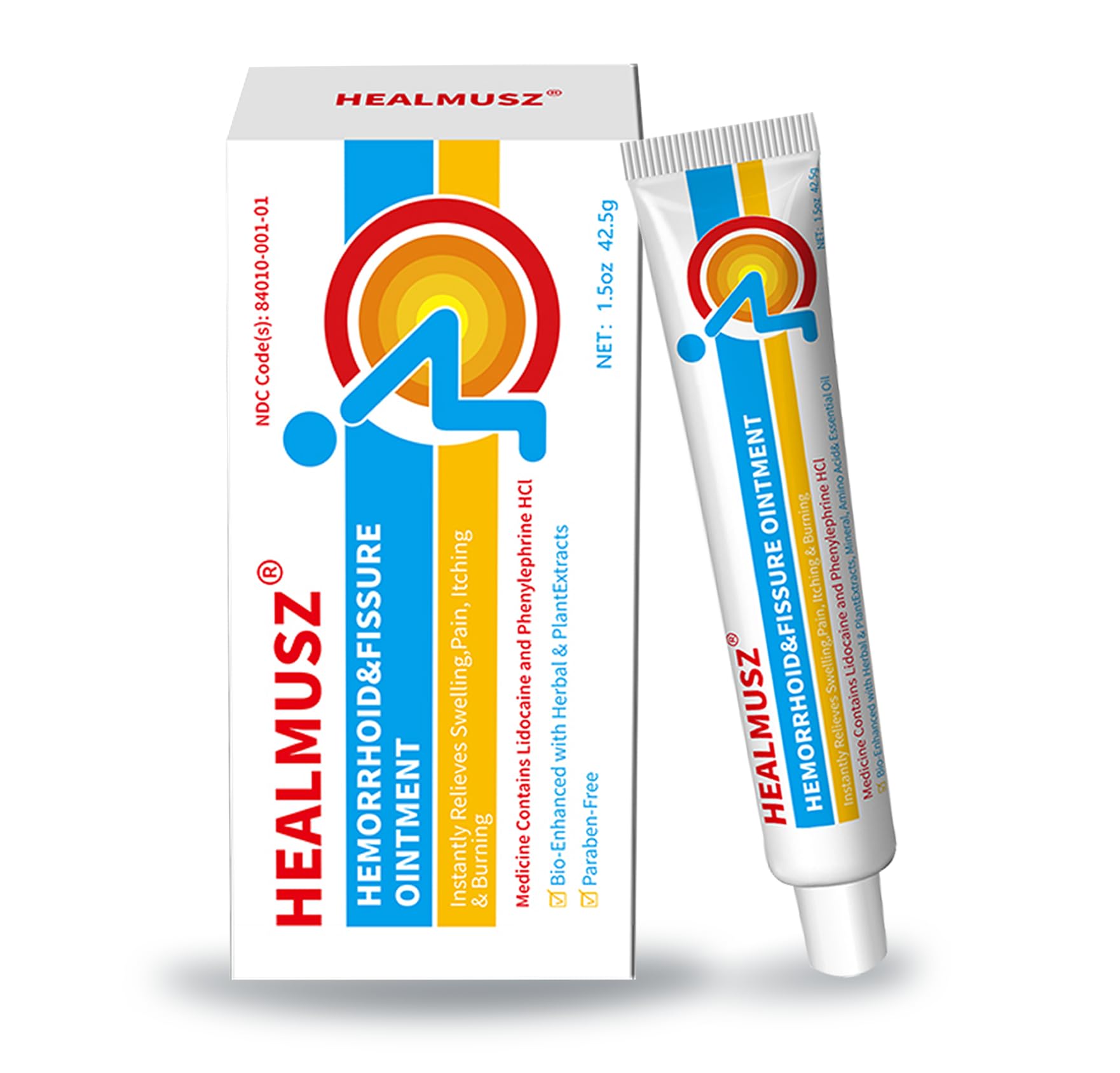 HEALMUSZ Hemorrhoid & Fissure Ointment,with 4% Lidocaine and Phenylephrine HCl,Fast Relief for Pain, Swelling, Discomfort & Itching | 1.5 oz - Maple Wellness Supplements