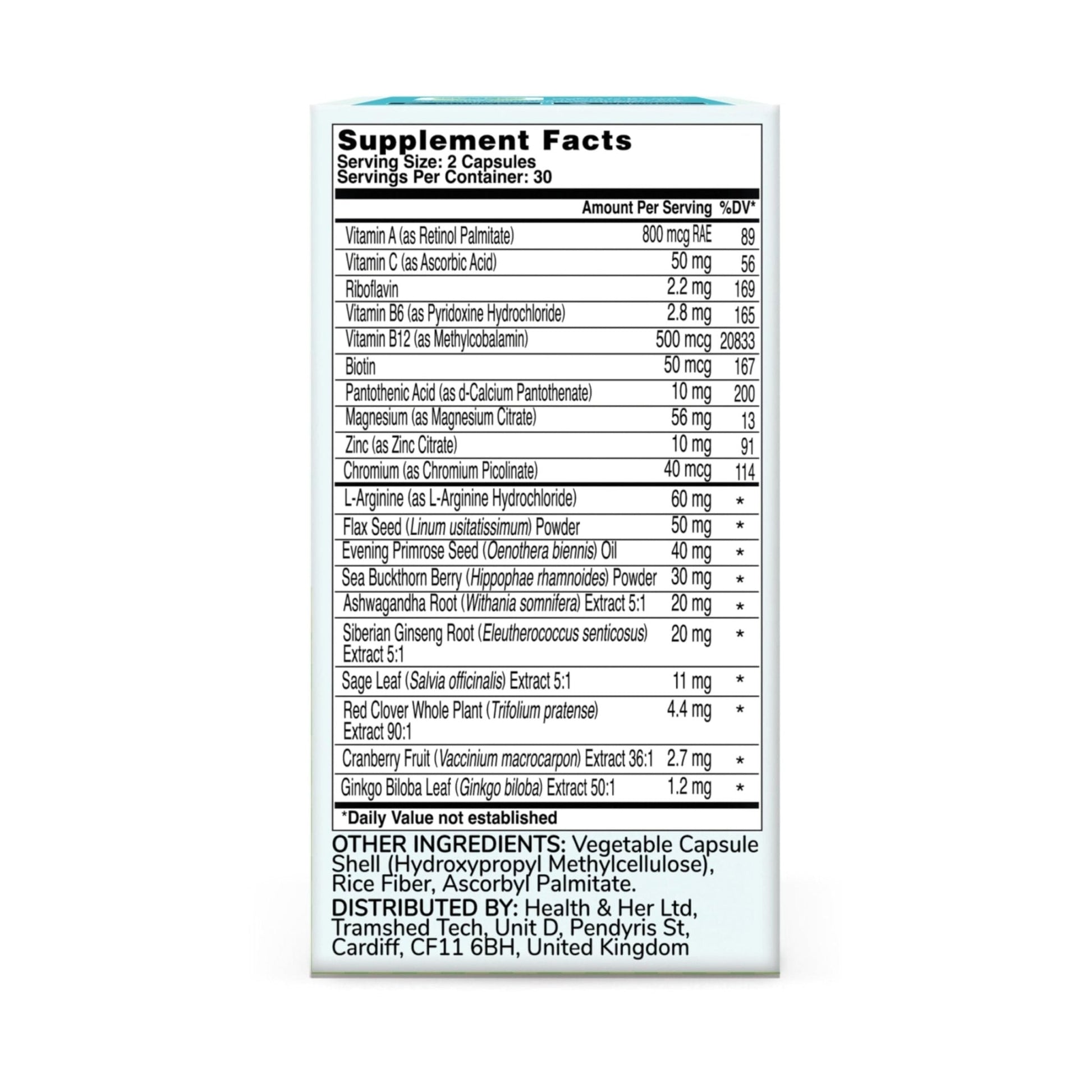 Health & Her Menopause Supplements for Women - Multi-Nutrient Support, Menopause Vitamins for Energy, Bones, Muscles, Skin & Hair, Vegan, Gluten-Free, Non GMO (60ct - 1 Month) - Maple Wellness Supplements