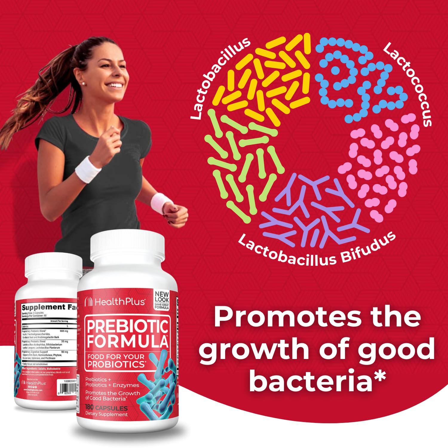 Health Plus Prebiotic Formula - Probiotics + Prebiotics + Digestive Enzymes - Gluten Free, Dairy Free, Natural Herbal Ingredients - Maple Wellness Supplements