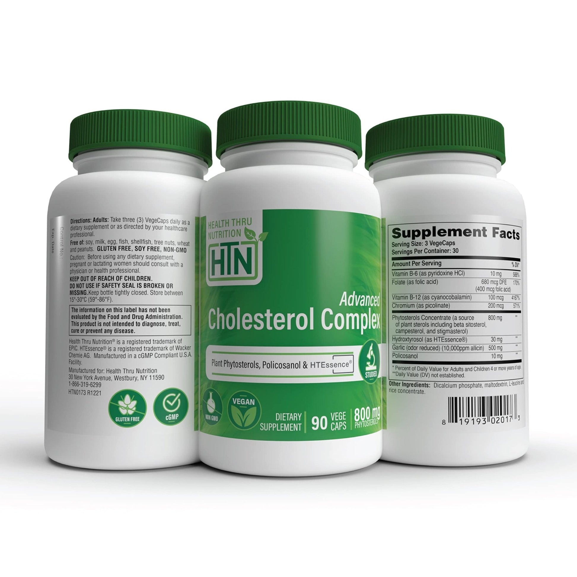 Health Thru Nutrition Advanced Cholesterol Complex | Heart Health Support & Lipid Metabolism with Phytosterols, Policosanol, Hydroxytyrosol, Chromium and More | Vegan, Non-GMO (Pack of 90) - Maple Wellness Supplements
