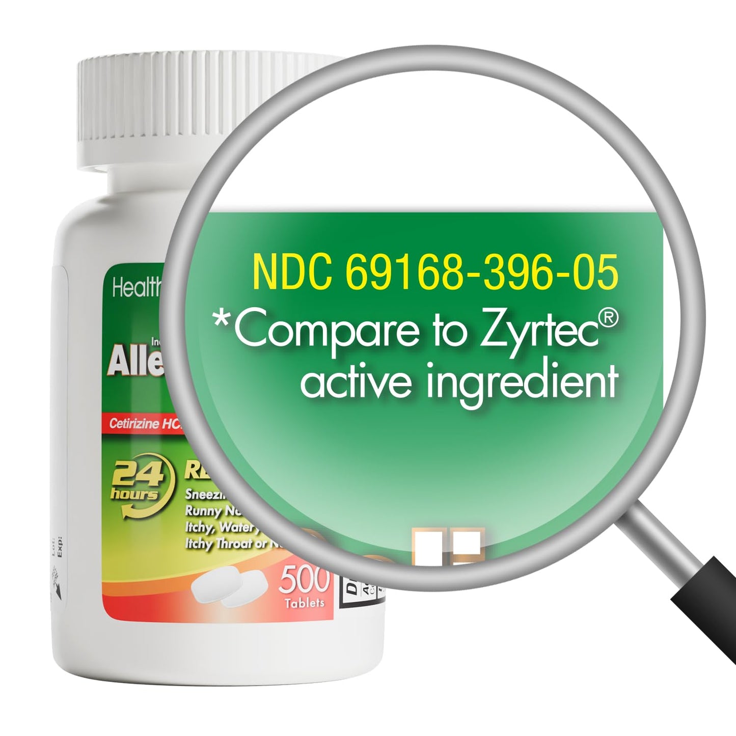 HealthA2Z® Allergy Relief, Cetirizine 10mg, Dye-Free Formula, 24-Hour Antihistamine, Indoor & Outdoor Allergy Relief, 500 Tablets - Maple Wellness Supplements