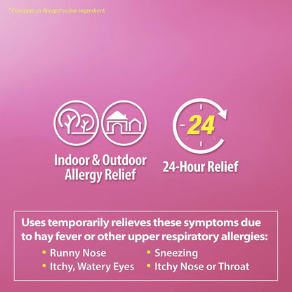 HealthA2Z Fexofenadine Hydrochloride 180mg, Antihistamine for Allergy Relief, 24-Hour Antihistamine for Allergy Relief (120 Count (Pack of 1)) - Maple Wellness Supplements