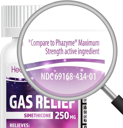 HealthA2Z® Gas Relief Simethicone 250mg, Fast Gas & Bloating Relief, Relieve Symptoms Naturally, 100 Softgels (Pack of 1) - Maple Wellness Supplements