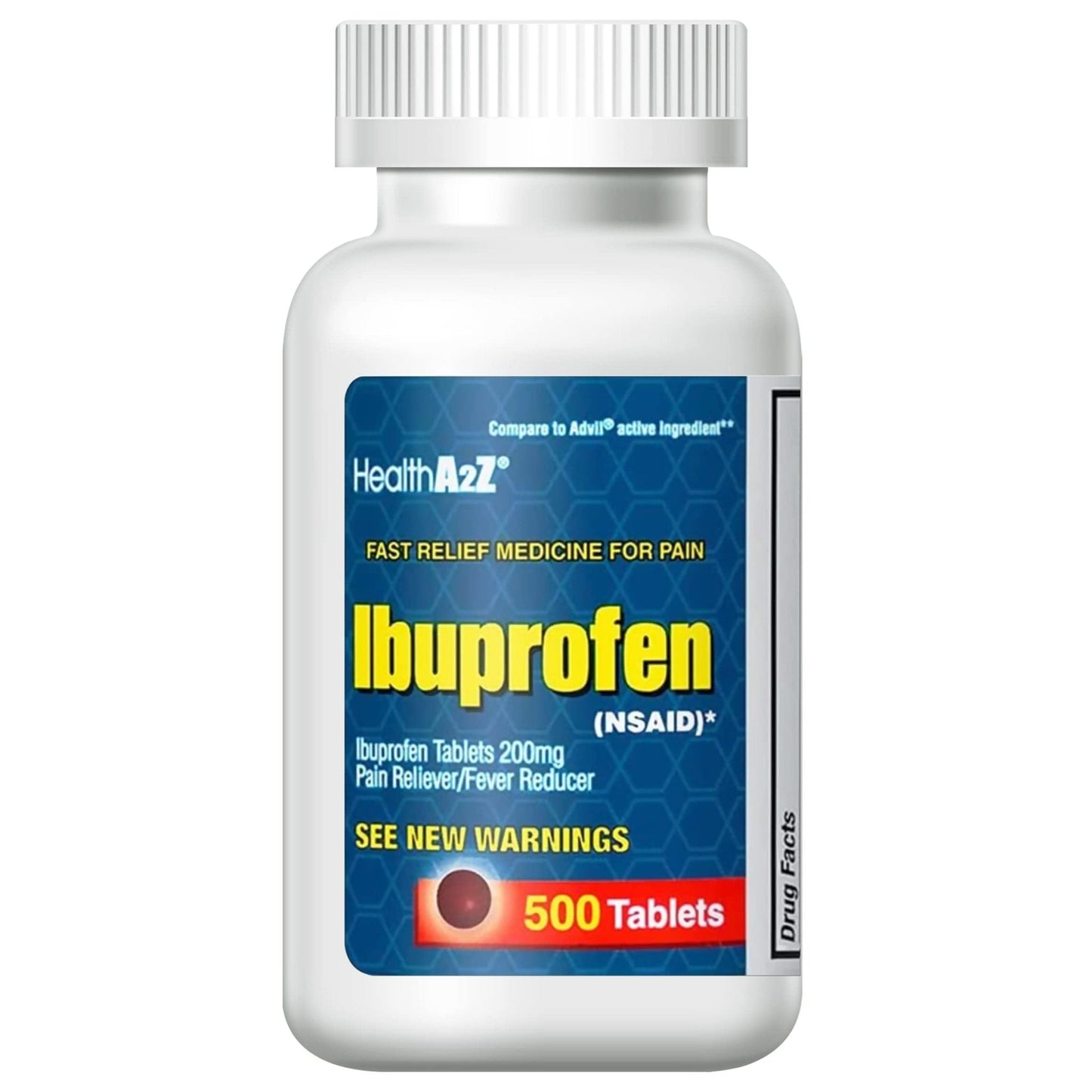 HealthA2Z® Ibuprofen 200mg, NSAID, Pain Reliever, Fever Reducer, Headache, Body Aches, Back Pain, Arthritis, Menstrual Cramps, 500 Caplets - Maple Wellness Supplements