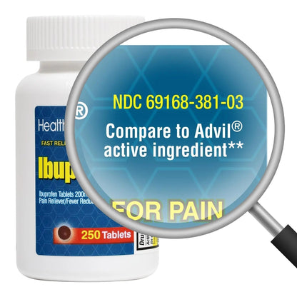 HealthA2Z Ibuprofen 200mg Tablets | Pain Reliever & Fever Reducer | 750 Total Tablets (250 Counts + 500 Counts) | Pain Relief for Headache, Muscle Pain, Joint Pain & Inflammation - Maple Wellness Supplements