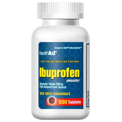 HealthA2Z Ibuprofen 200mg Tablets | Pain Reliever & Fever Reducer | 750 Total Tablets (250 Counts + 500 Counts) | Pain Relief for Headache, Muscle Pain, Joint Pain & Inflammation - Maple Wellness Supplements