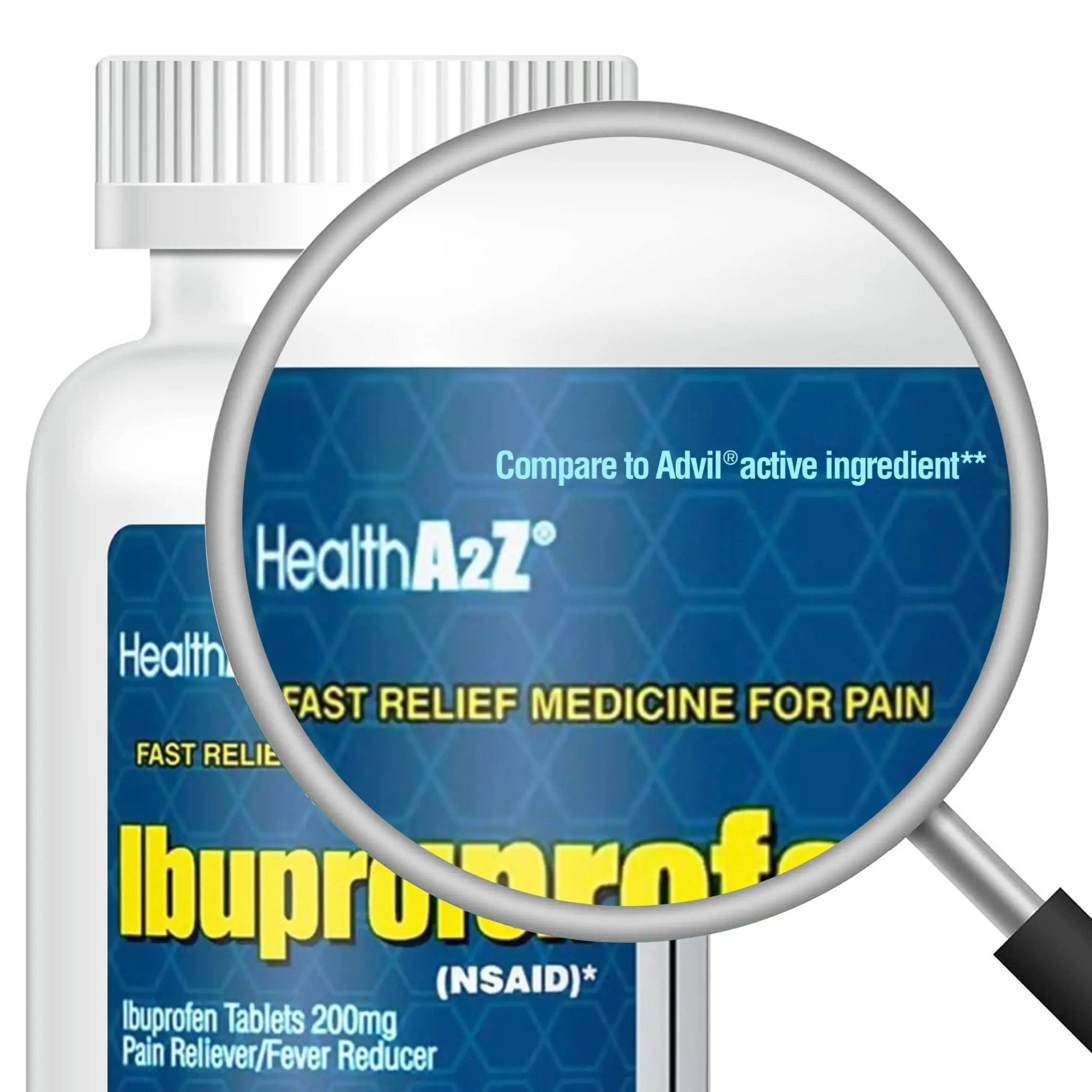HealthA2Z Ibuprofen 200mg Tablets | Pain Reliever & Fever Reducer | 750 Total Tablets (250 Counts + 500 Counts) | Pain Relief for Headache, Muscle Pain, Joint Pain & Inflammation - Maple Wellness Supplements