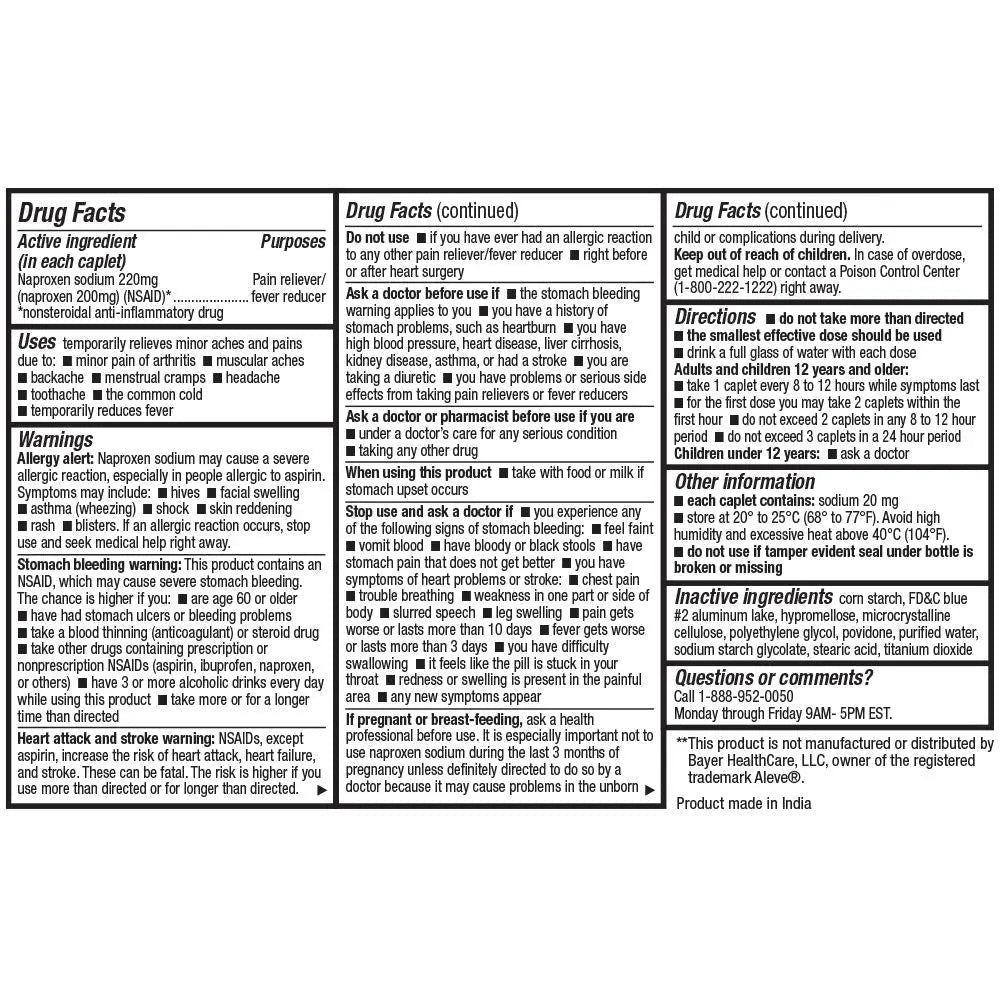 HealthA2Z® Naproxen Sodium 220mg | 300 Caplets | NSAID | Pain Reliever & Fever Reducer - Maple Wellness Supplements