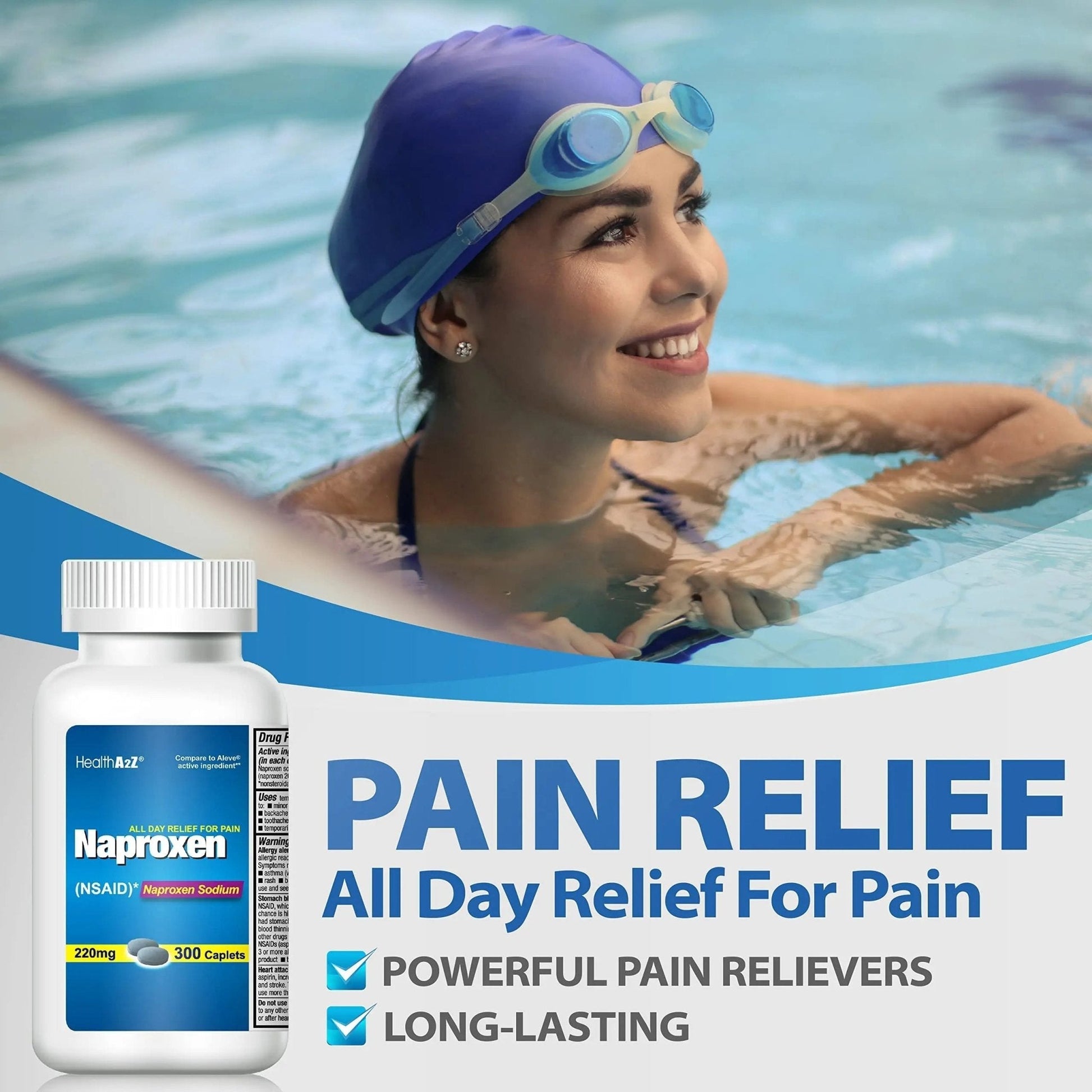 HealthA2Z® Naproxen Sodium 220mg | 300 Caplets | NSAID | Pain Reliever & Fever Reducer - Maple Wellness Supplements