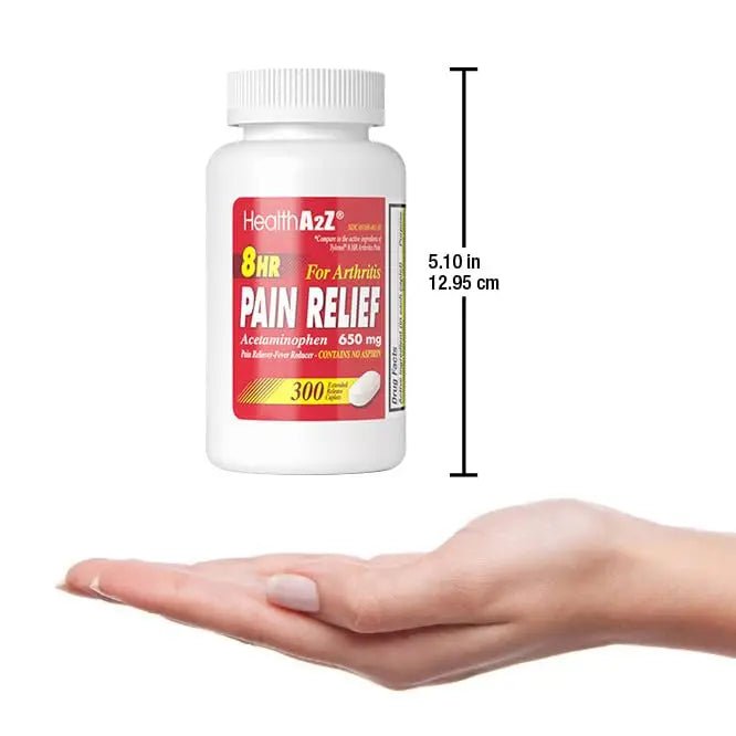 HealthA2Z® Pain Relief Extended Release | Acetaminophen 650mg | 8 Hours | Arthiritis Pain | Pain Reliever - Fever Reducer | Contains no Aspirin (300 Count) - Maple Wellness Supplements