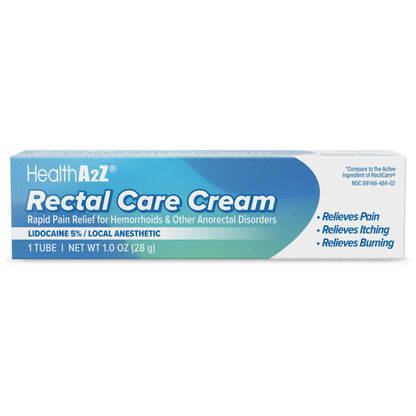 HealthA2Z® Rectal Care Cream | Lidocaine 5% / Local Anesthetic | 28g Tube | Topical Numbing Cream & Other Anorectal Disorders | Relieves Pain, Itching & Burning - Maple Wellness Supplements