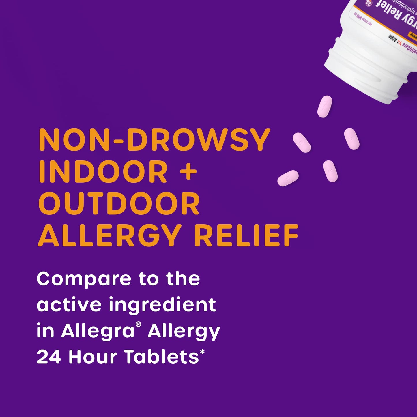 HealthCareAisle Allergy Relief - Fexofenadine Hydrochloride Tablets USP, 180 mg, 90 Tablets, Allergy Medication, Non-Drowsy 24-Hour Relief - Maple Wellness Supplements