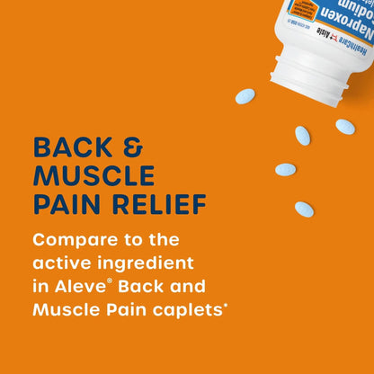 HealthCareAisle Naproxen Sodium, 220 mg - 225 caplets - Back and Muscle Pain Reliever, Up to 12 Hours of Relief - Maple Wellness Supplements