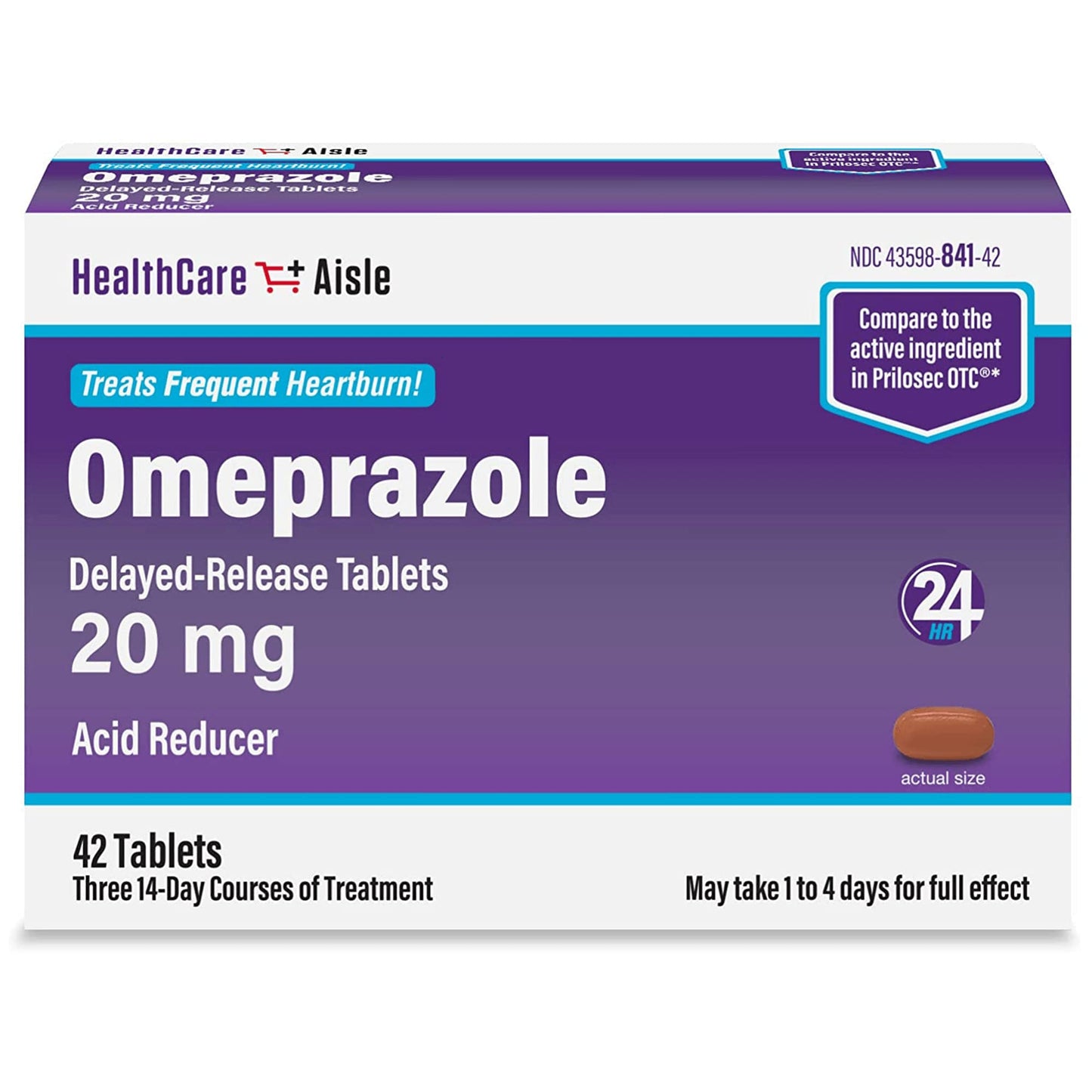 HealthCareAisle Omeprazole 20 mg - 42 Delayed-Release Tablets - Acid Reducer, Treats Frequent Heartburn - Maple Wellness Supplements
