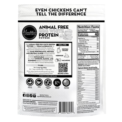 Healthier Comforts Animal-Free Egg White Protein Powder | Make Vegan Egg Omelets, Angel Food Cake, Meringue, Protein Shakes | Whips and Binds Just Like Traditional Egg Whites (8 oz) - Maple Wellness Supplements