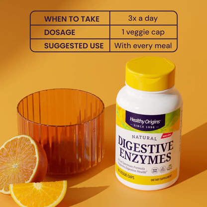 Healthy Origins Digestive Enzymes, 180 Veggie Capsules - Broad Spectrum, Multi-Enzyme Blend with Protease, Amylase & Lipase - Supports GI Comfort - Maple Wellness Supplements
