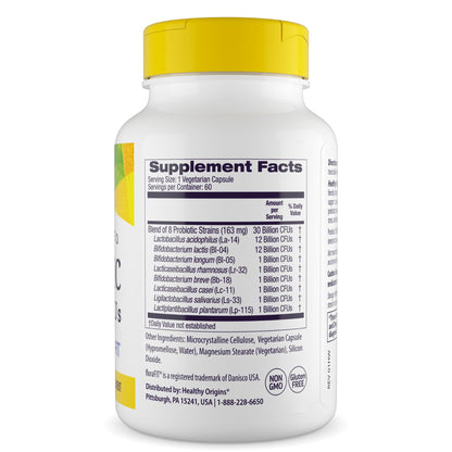 Healthy Origins Probiotic 30 Billion CFUs, 60 Veggie Capsules - 8 Clinically Studied Strains Including Lactobacillus & Bifidobacterium - Supports Microbiom - Maple Wellness Supplements
