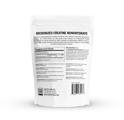 HEARTHY FOODS Creatine Monohydrate Micronized Powder 500G - 100 Servings, 5000mg Per Serving (5g) - for Men & Women Muscle Growth - Maple Wellness Supplements