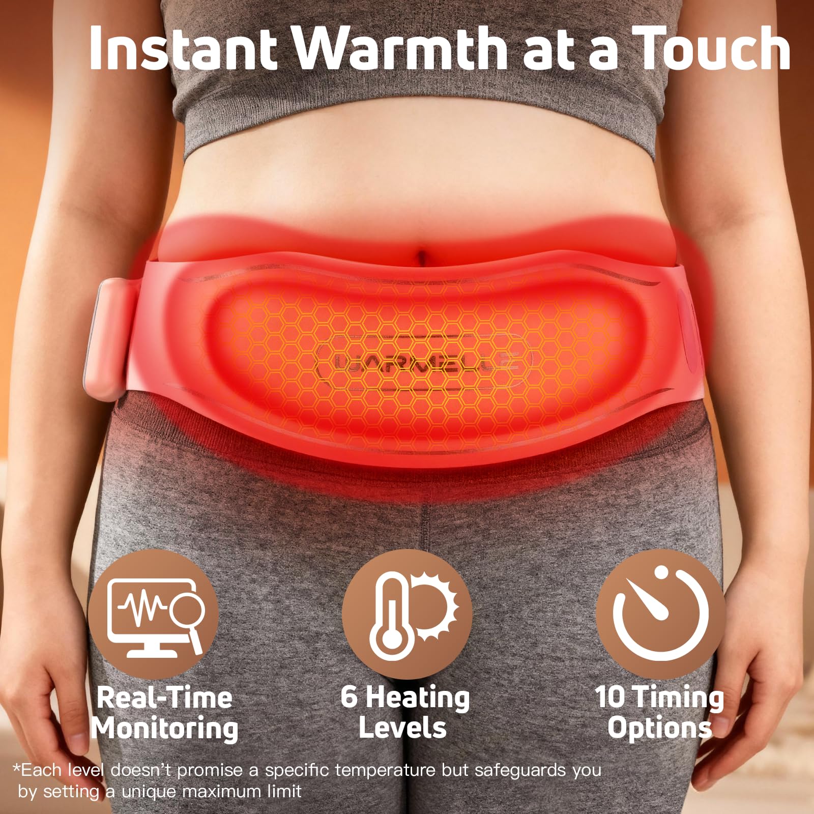 Heating Pad for Period Cramps, Portable Heating Pad for Back - Instant Soothing Menstrual Cramp Relief, Cordless Heating Pads Rechargeable with 5000mAh Battery, 6 Heat Settings, 10-99 Mins Timer - Maple Wellness Supplements