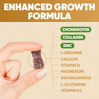 Height Growth Increase Vitamin Gummies, Calcium 100mg, Magnesium Glycinate 30mg, Zinc, Ashwagandha, Vitamin K2 D3 25mg Grow Tall Maximizer Supplement, Multivitamin for Kids, Teens Boy & Girl, Adults - Maple Wellness Supplements