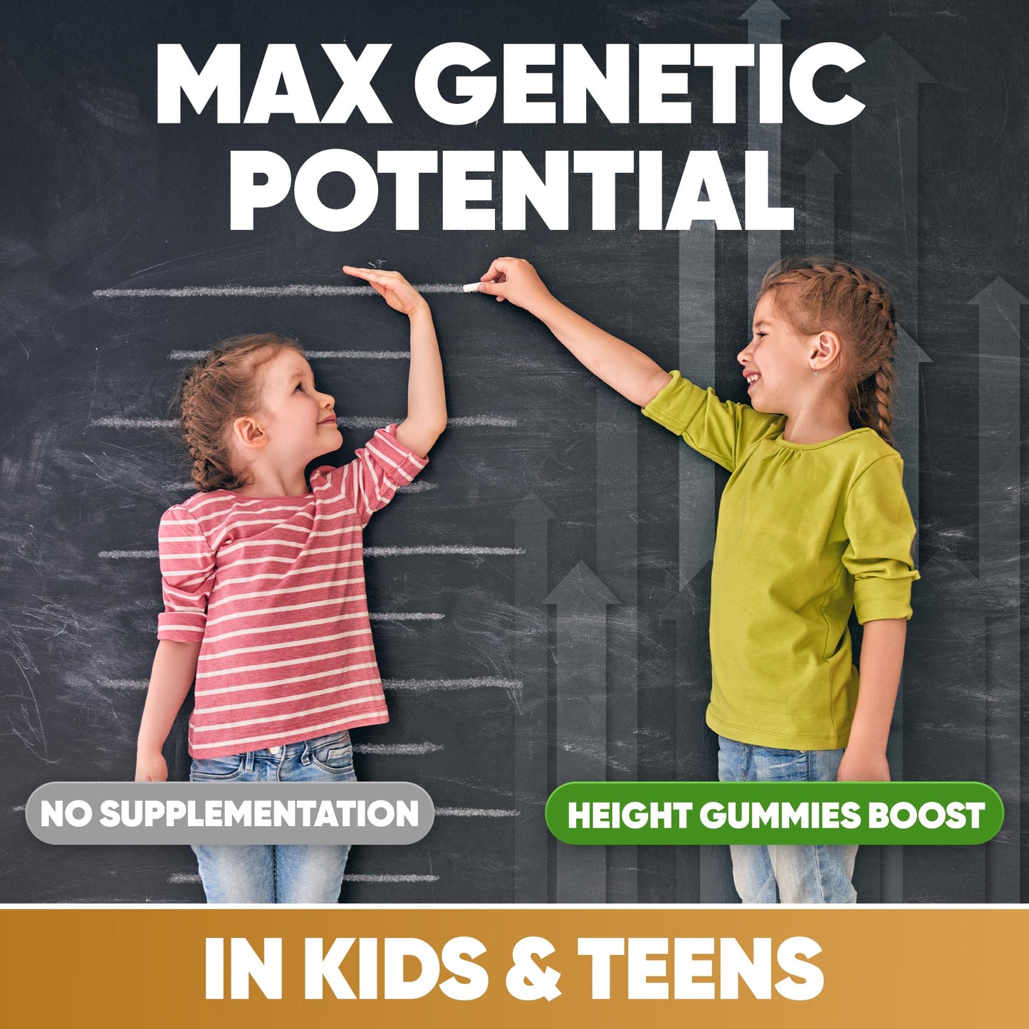Height Growth Increase Vitamin Gummies, Calcium 100mg, Magnesium Glycinate 30mg, Zinc, Ashwagandha, Vitamin K2 D3 25mg Grow Tall Maximizer Supplement, Multivitamin for Kids, Teens Boy & Girl, Adults - Maple Wellness Supplements