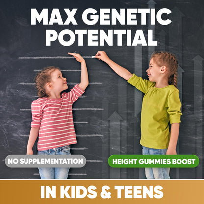 Height Growth Increase Vitamin Gummies, Calcium 100mg, Magnesium Glycinate 30mg, Zinc, Ashwagandha, Vitamin K2 D3 25mg Grow Tall Maximizer Supplement, Multivitamin for Kids, Teens Boy & Girl, Adults - Maple Wellness Supplements