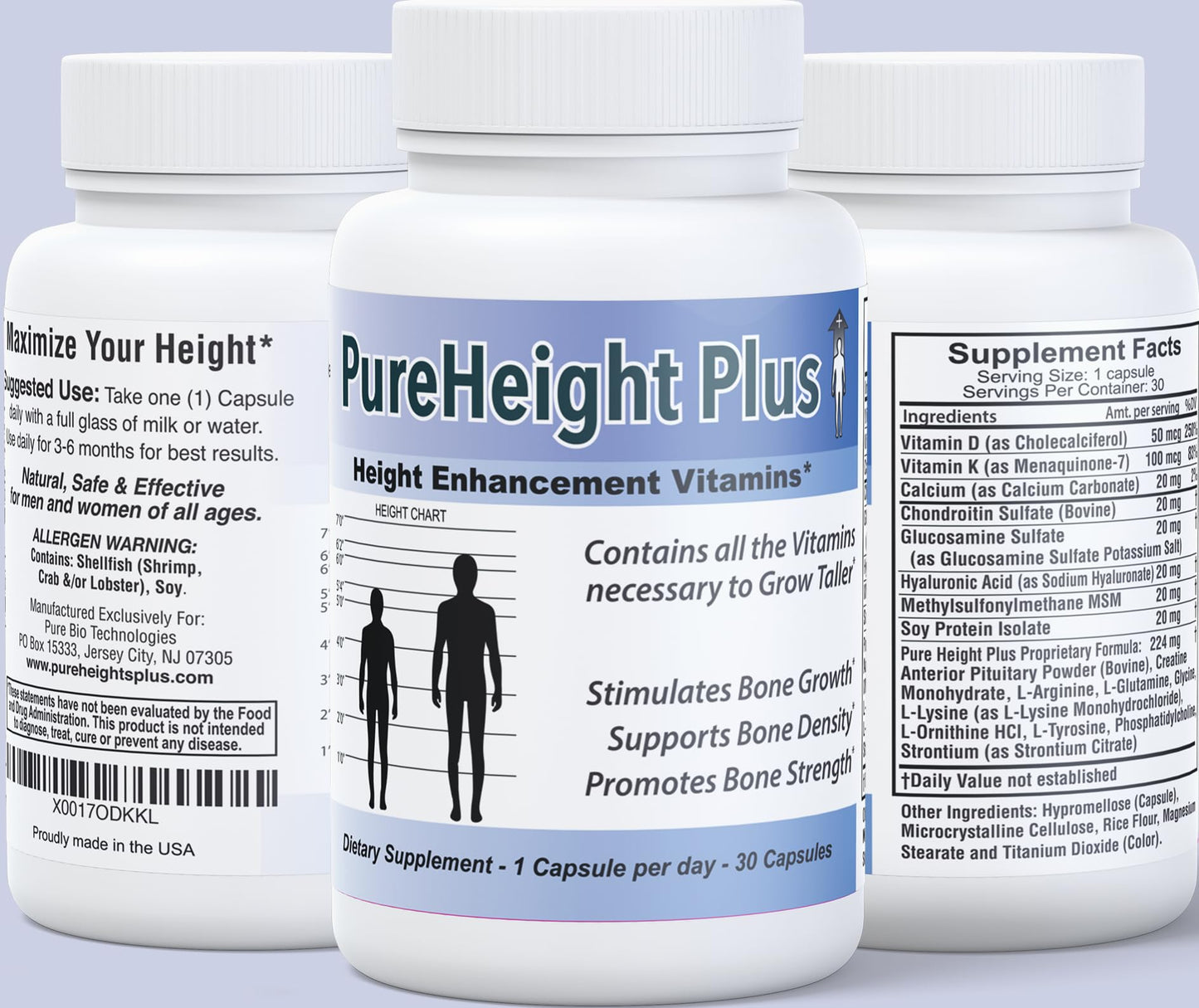 Height Growth Vitamins Grow Taller - Increase Bone Strength Bone Density Bone Growth - Maple Wellness Supplements