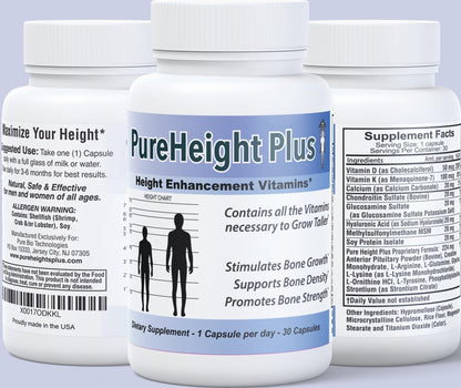 Height Growth Vitamins Grow Taller - Increase Bone Strength Bone Density Bone Growth - Maple Wellness Supplements