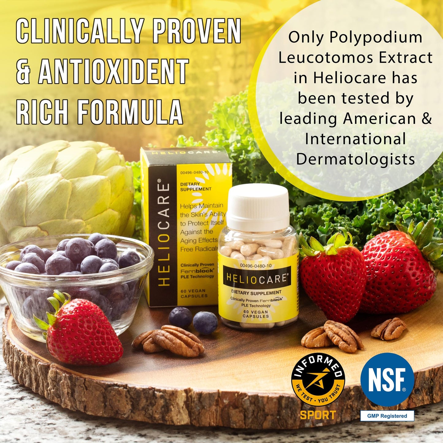 Heliocare Skin Care Dietary Supplement: 240mg Polypodium Leucotomos Extract Pills - Antioxidant Rich Formula with Fernblock - Maple Wellness Supplements
