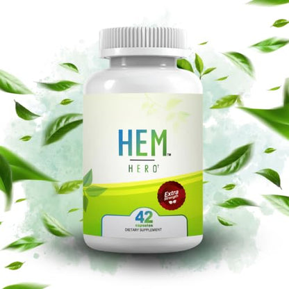 Hem Healer Hem Hero Extra Strength Hemorrhoid Treatment - Reduce Swelling, Soothe Itching & Irritation - 100% Natural - 42 Vegetarian Capsules - Maple Wellness Supplements