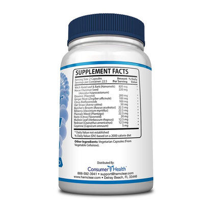 HemClear for Hemorrhoids - Vegan, 100% Natural Formula for Hemorrhoid Relief & Vascular Health - Maximum Strength 1 Bottle - Maple Wellness Supplements