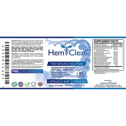 HemClear for Hemorrhoids - Vegan Formula for Hemorrhoid Relief & Vascular Health - Maximum Strength 2 Bottle 90 Capsules - Maple Wellness Supplements