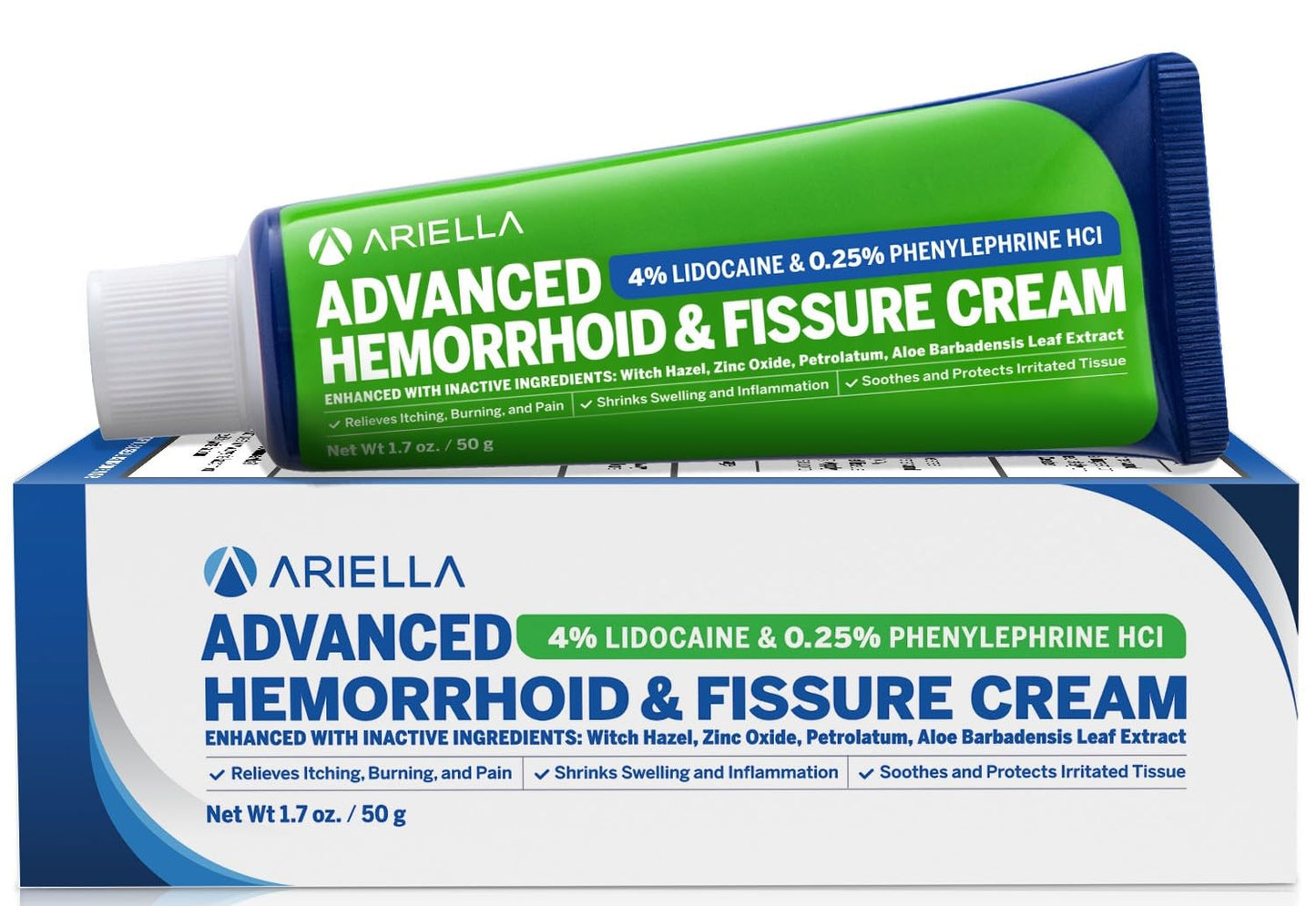 Hemorrhoid Treatment Fissure Lidocaine Cream: Advanced Numbing Ointment with Phenylephrine HCI - Fast Acting Natural Strength Soothing Relief of Pain Swelling Discomfort Itching (1.7 Oz, Witch Hazel) - Maple Wellness Supplements