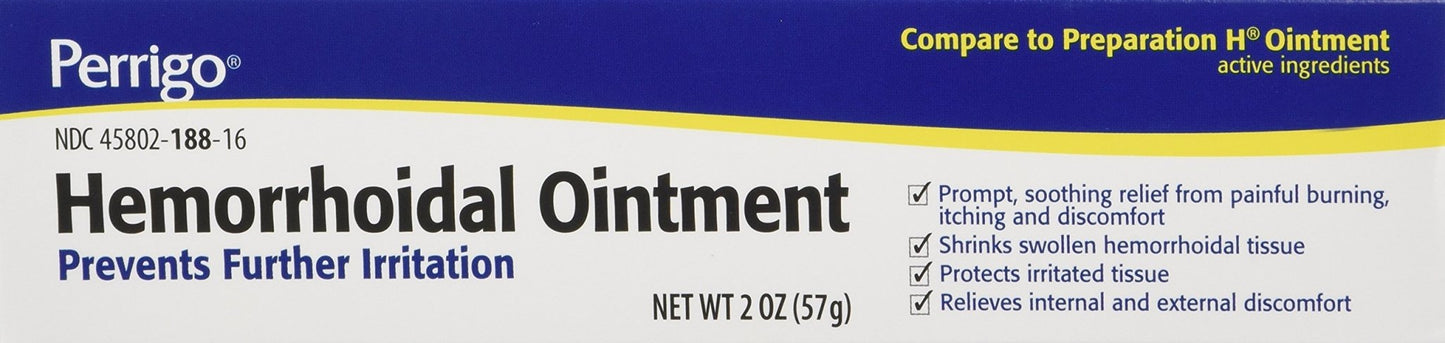 Hemorrhoidal Pain Relief Ointment Generic for Preparation H 2 oz (57g) Per Tube, 2 Ounce (Pack of 3) - Maple Wellness Supplements