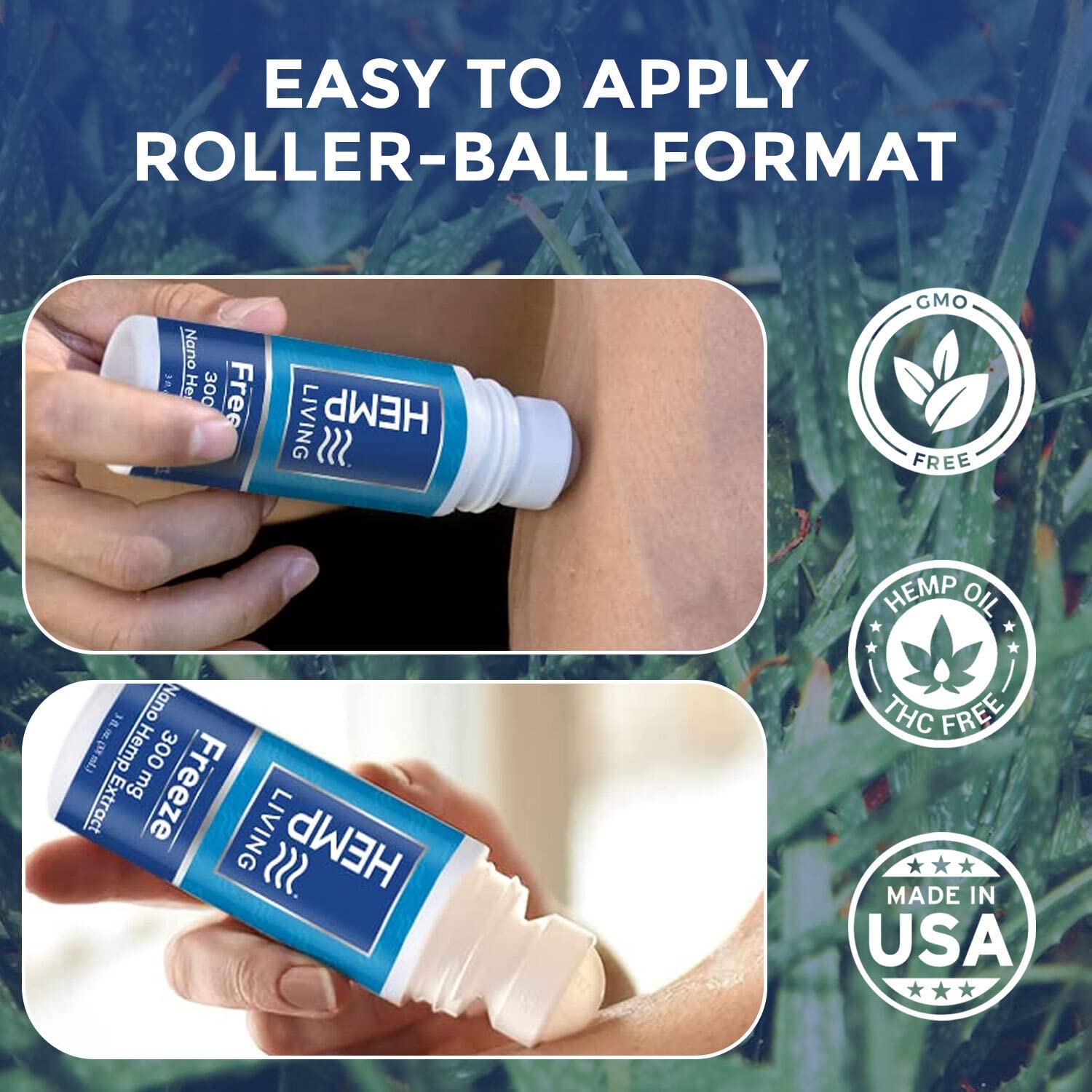 HEMP LIVING Freeze Nano Hemp Extract Roll On, Cold Therapy, Roll On for Muscles and Joint Strain, 3 oz Roll on Bottle (750 mg) - Maple Wellness Supplements