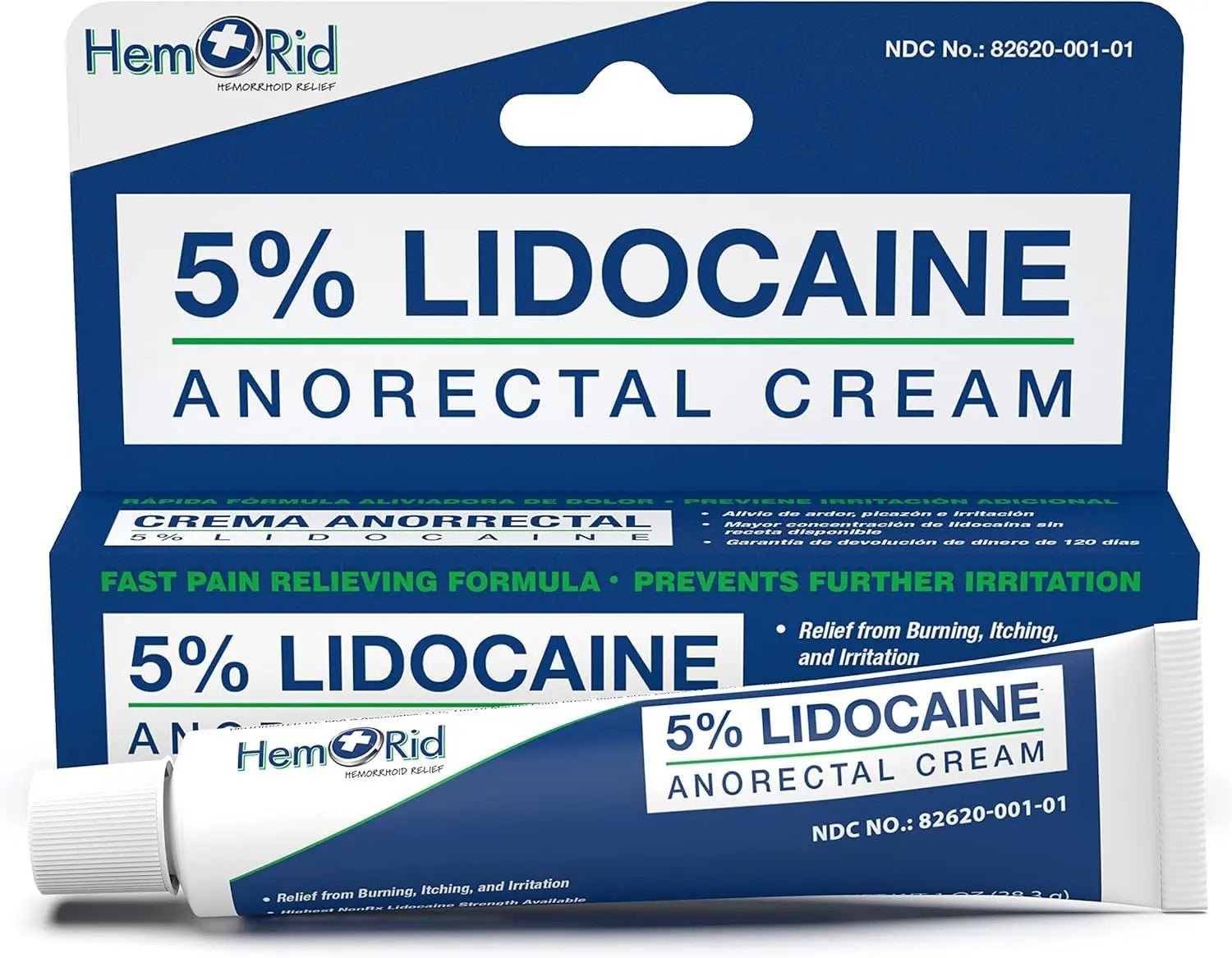 HemRid Maximum Strength Lidocaine Cream for Pain Management. Fast-Acting Hemorrhoid Solution with 5% Lidocaine. Instant Anal Itch and Numbing Effect - Maple Wellness Supplements
