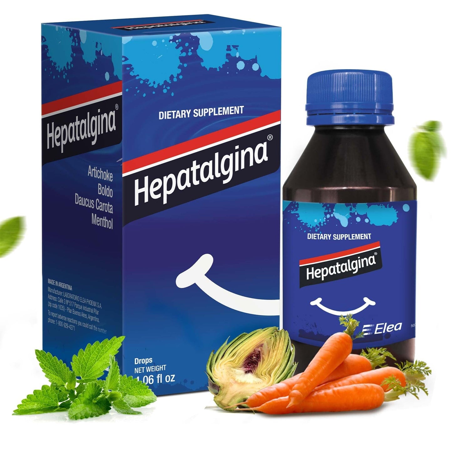 Hepatalgina Liver Support Digestive Protector - Liquid Herbal Supplement with Artichoke Extract for Liver Cleanse Detox & Repair - Liver Detox Cleanse Drops with Mint, Boldo & Carrot - 120 ml - Maple Wellness Supplements