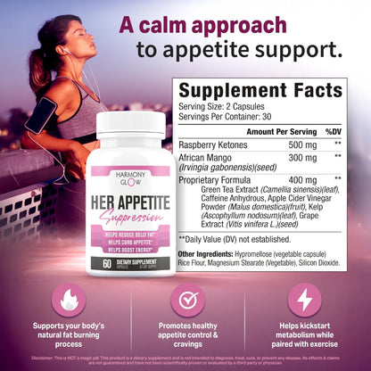 Her Appetite Suppression - Supports Related Metabolic Pathways, Promotes Weight for Women, Helps Control Appetite/Cravings & Promotes Energy - Maple Wellness Supplements